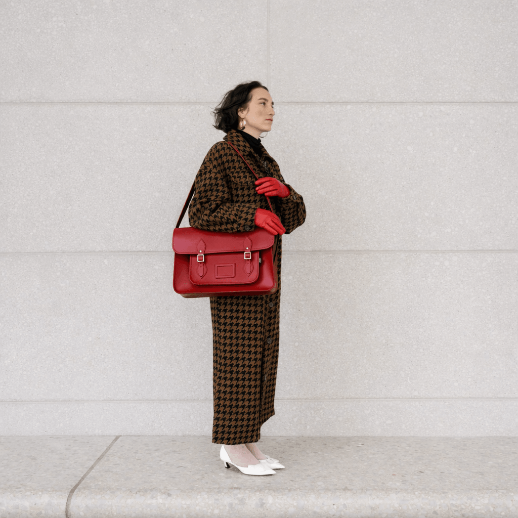 Handmade Leather Satchel - Red - Bascora