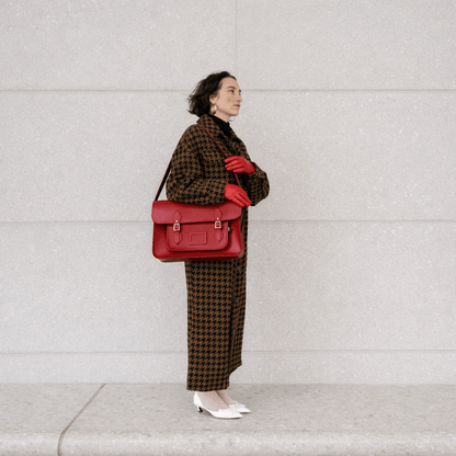 Handmade Leather Satchel - Red - Bascora