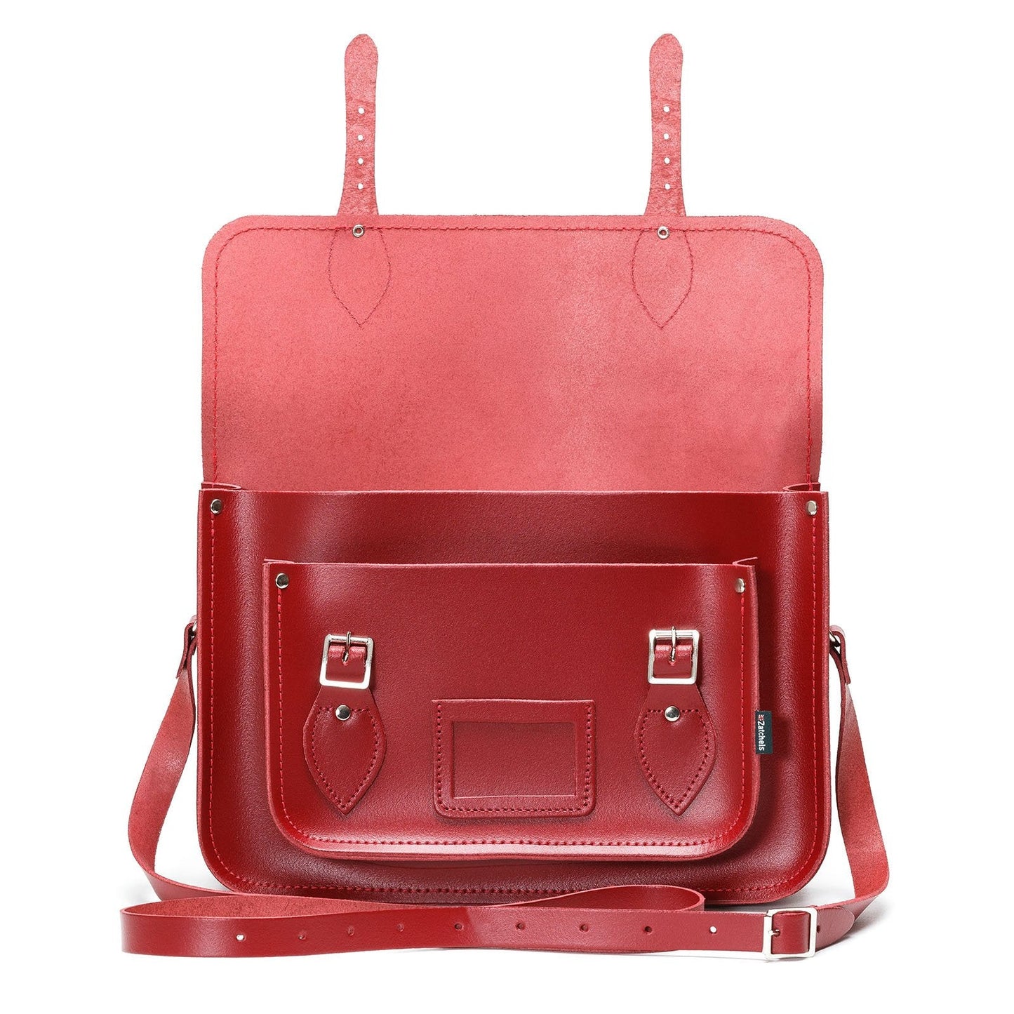 Handmade Leather Satchel - Red - Bascora