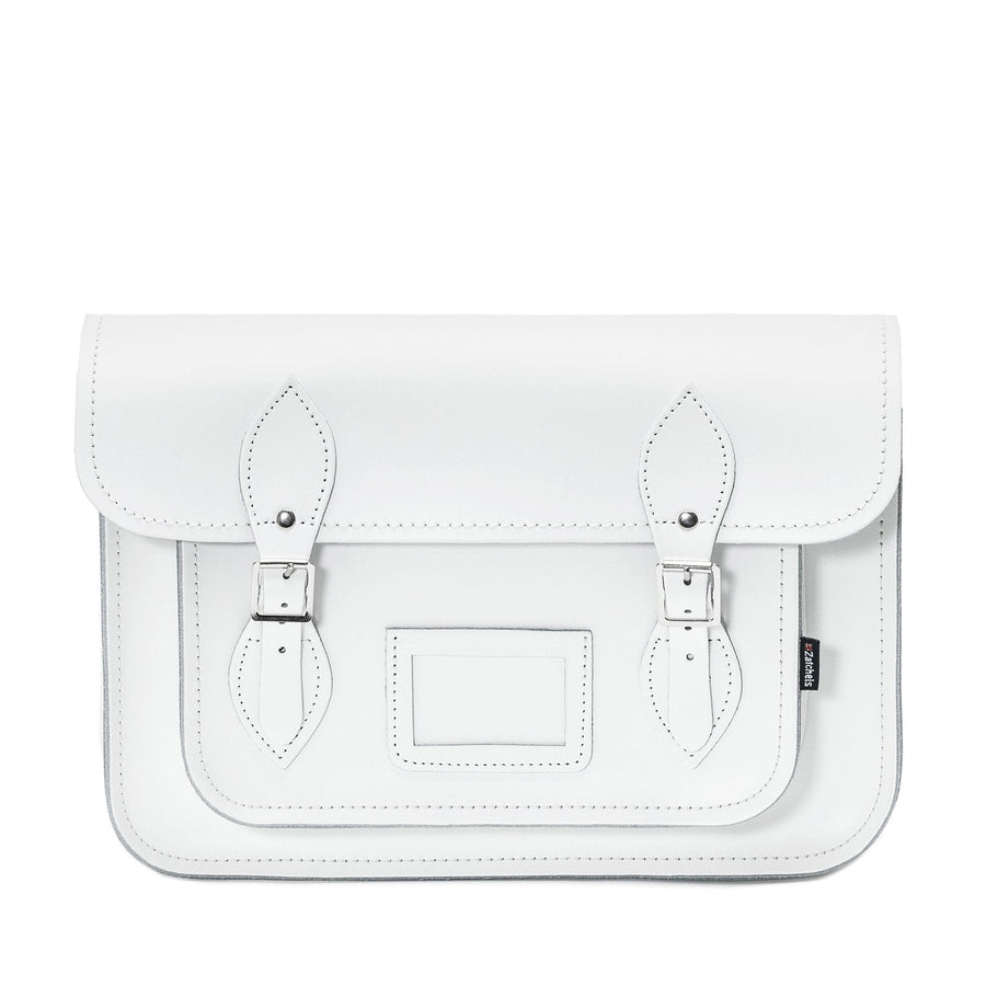 Handmade Leather Satchel - White - Bascora