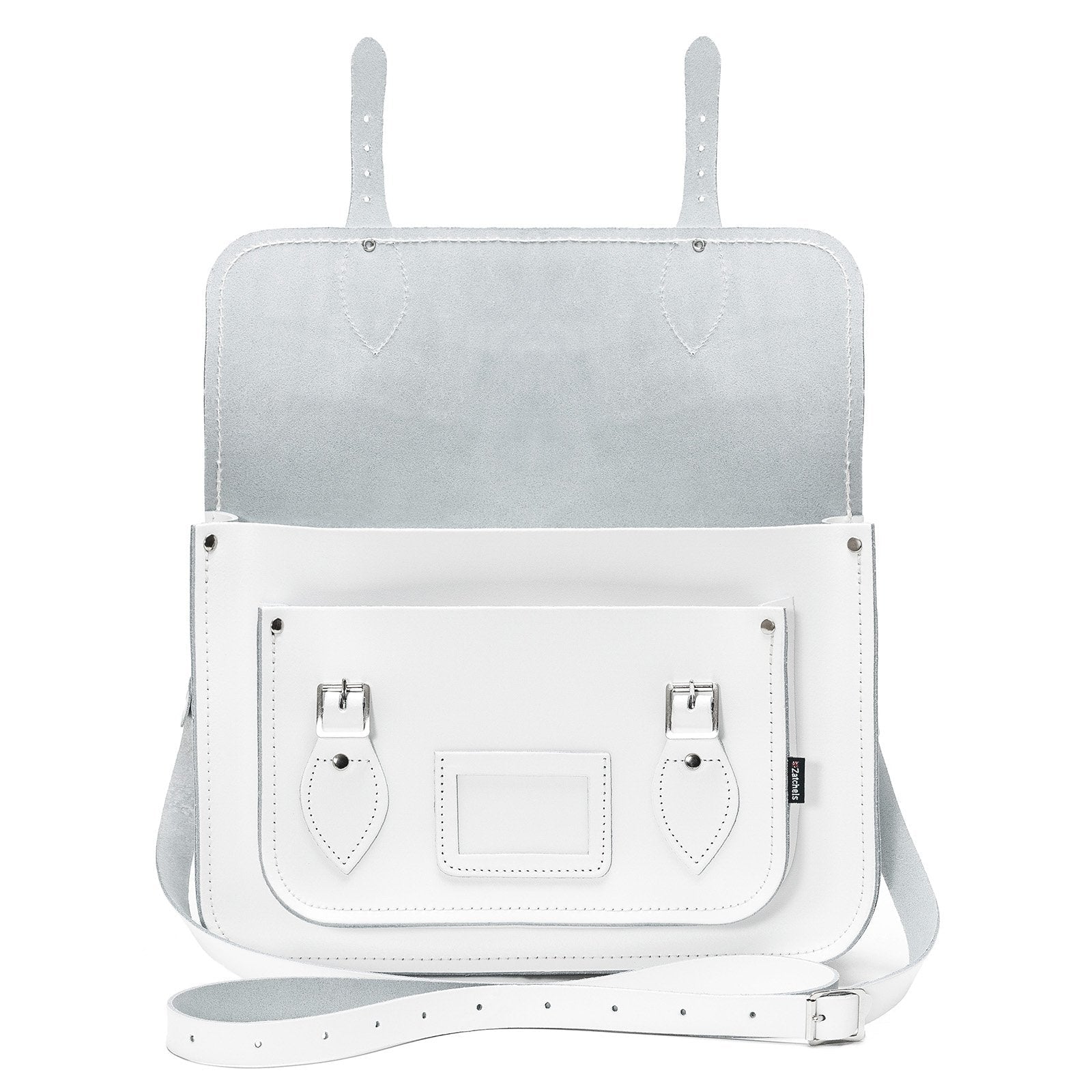 Handmade Leather Satchel - White - Bascora