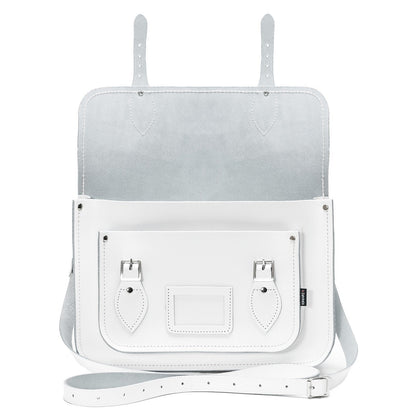 Handmade Leather Satchel - White - Bascora