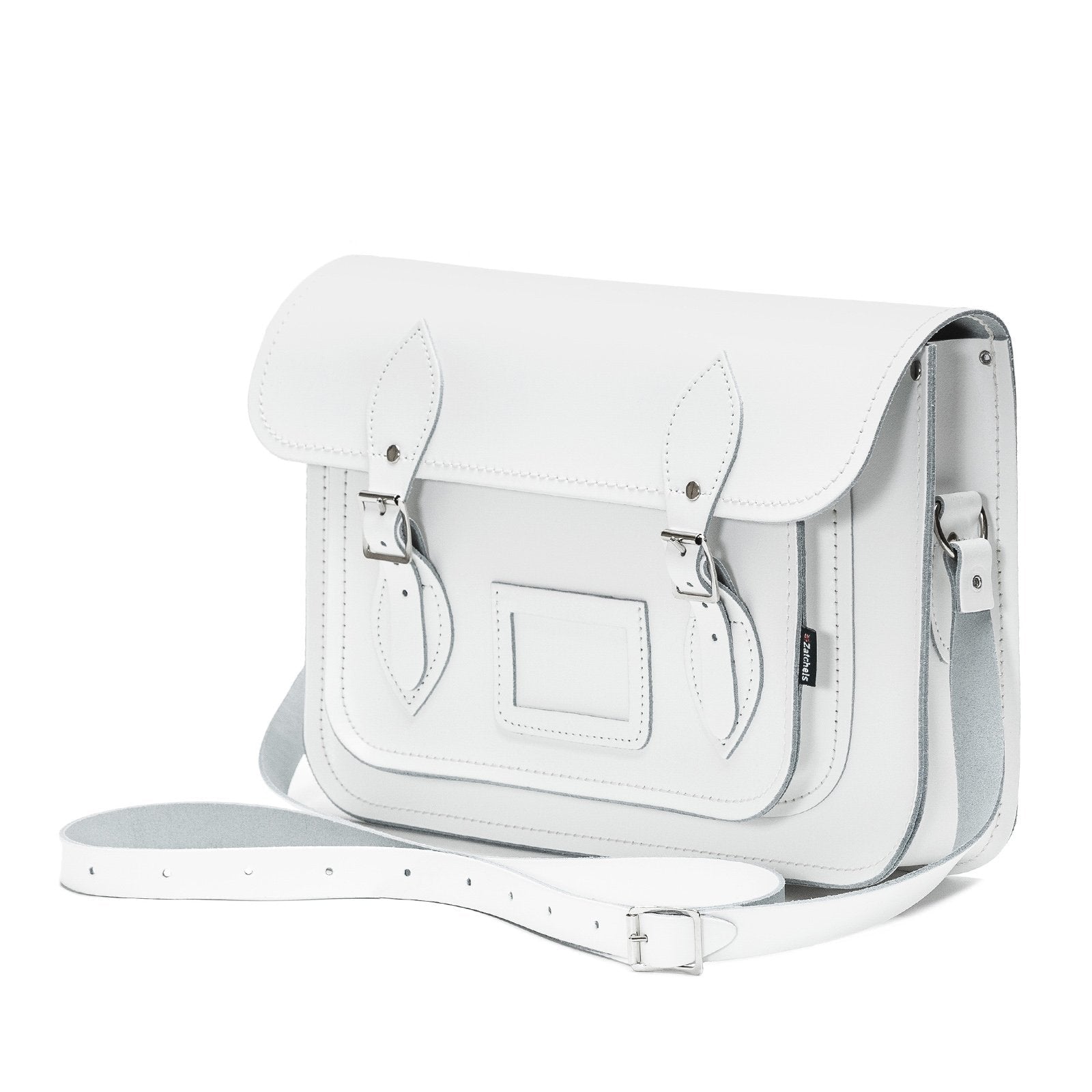 Handmade Leather Satchel - White - Bascora