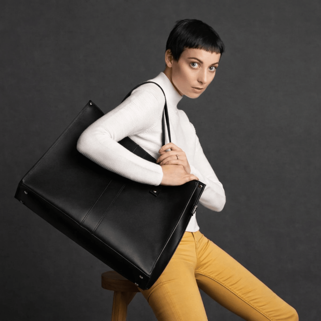 Handmade Leather Shopper - Black - Bascora