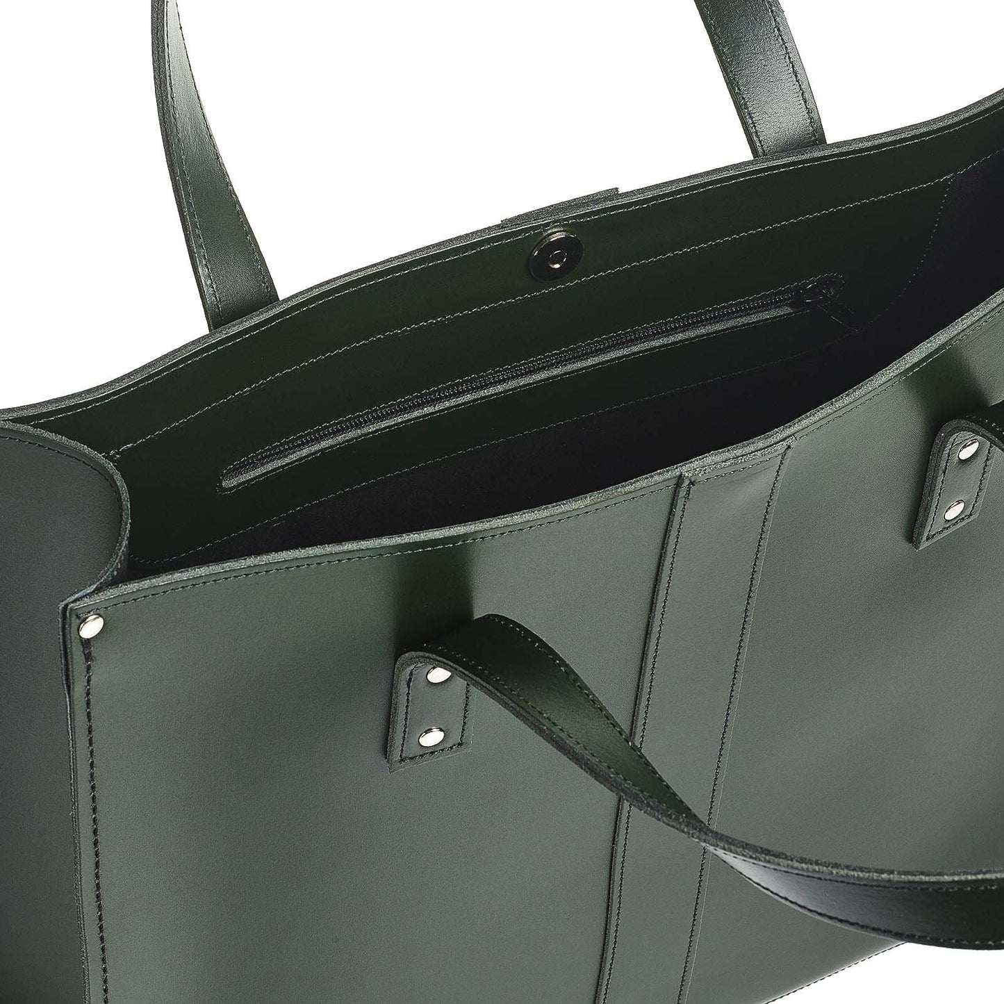 Handmade Leather Shopper – Ivy Green - Bascora