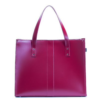Handmade Leather Shopper - Magenta - Bascora