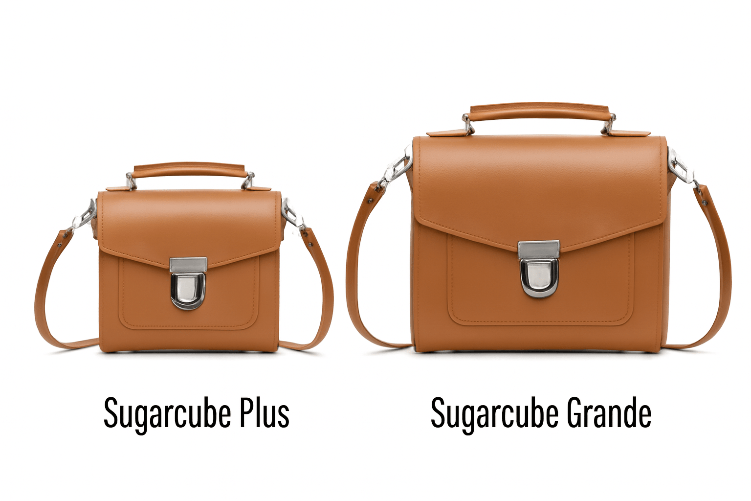 Handmade Leather Sugarcube Handbag - Burnt Orange - Bascora