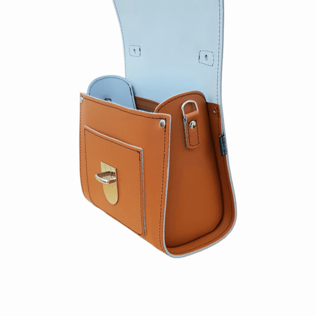 Handmade Leather Sugarcube Handbag - Burnt Orange - Bascora