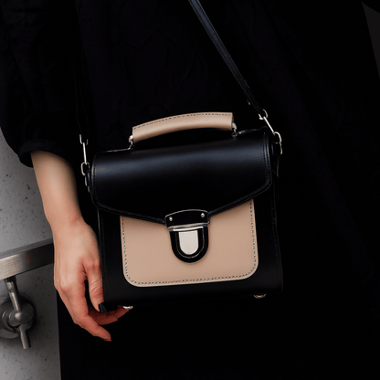 Handmade Leather Sugarcube Handbag – Café Noir - Bascora