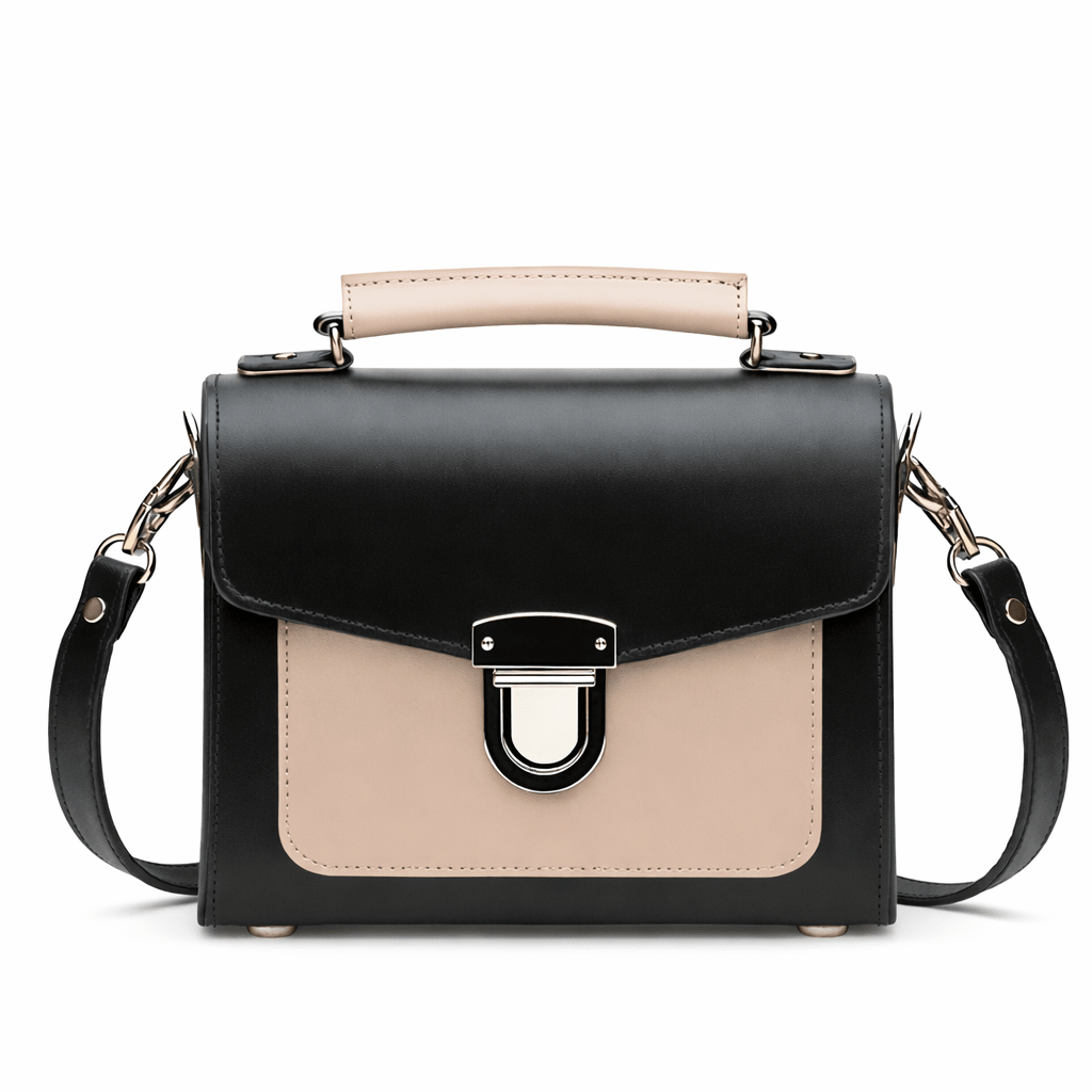 Handmade Leather Sugarcube Handbag – Café Noir - Bascora