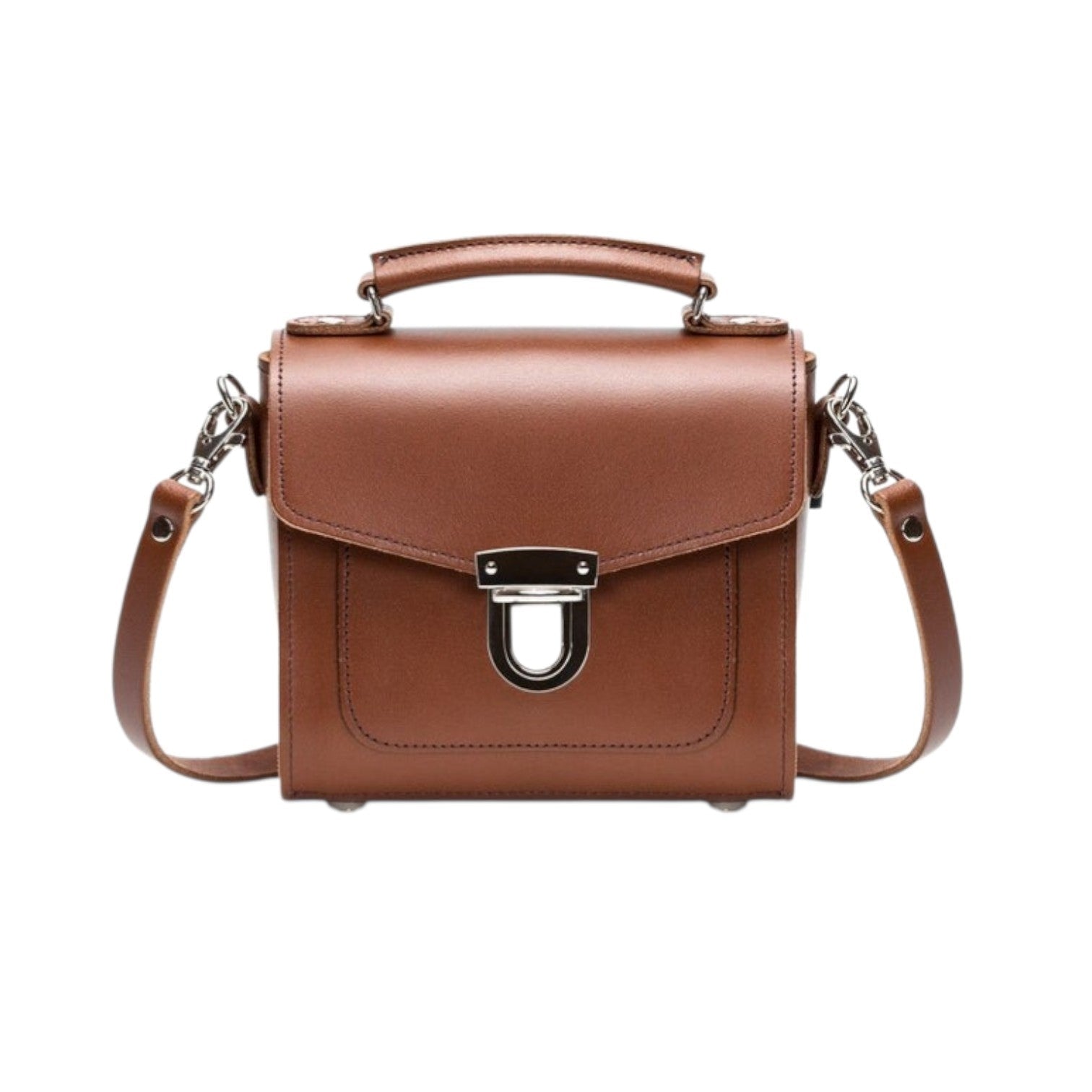 Handmade Leather Sugarcube Handbag – Chestnut - Bascora