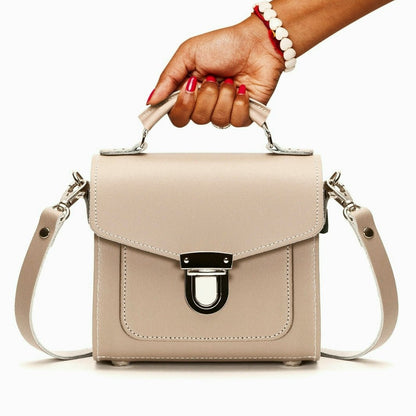 Handmade Leather Sugarcube Handbag - Iced Coffee - Bascora