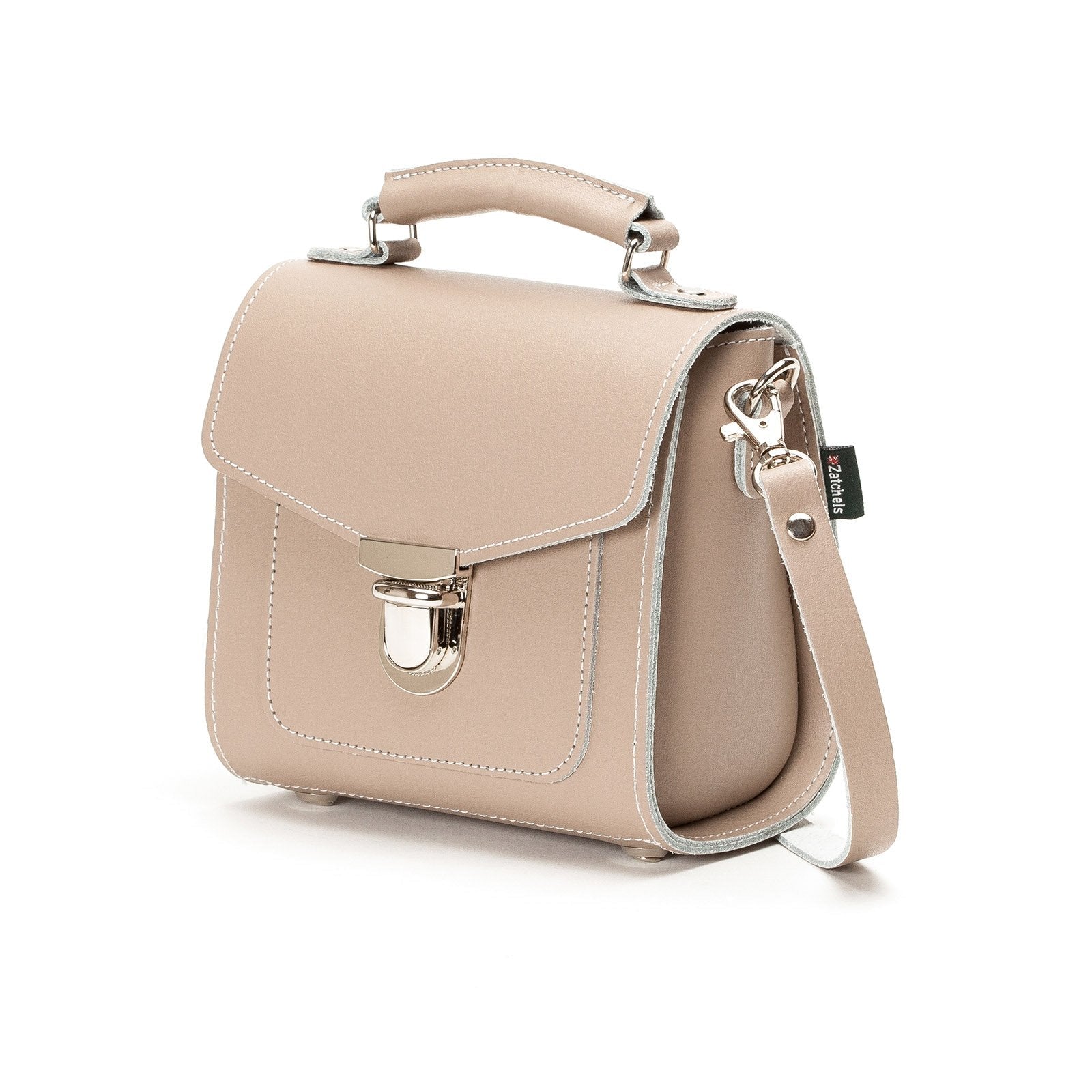 Handmade Leather Sugarcube Handbag - Iced Coffee - Bascora