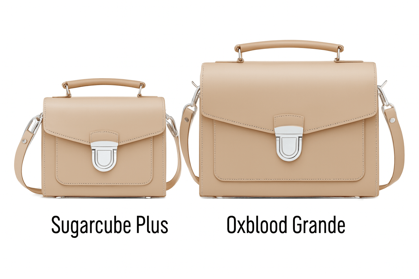 Handmade Leather Sugarcube Handbag - Iced Coffee - Bascora
