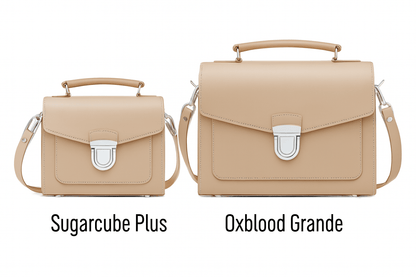 Handmade Leather Sugarcube Handbag - Iced Coffee - Bascora