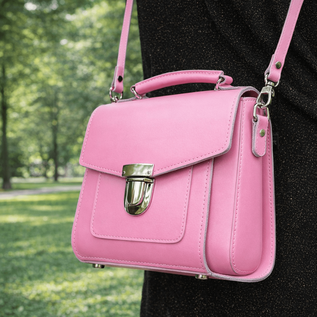 Handmade Leather Sugarcube Handbag - Pastel Pink - Bascora