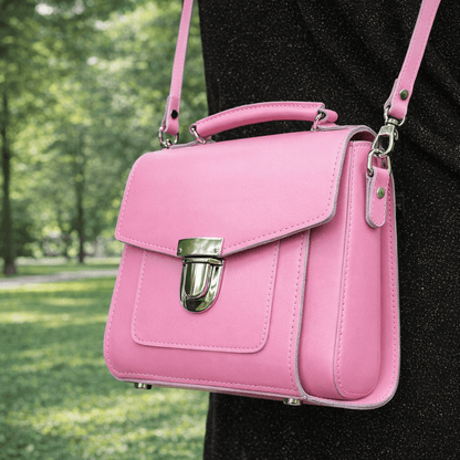Handmade Leather Sugarcube Handbag - Pastel Pink - Bascora