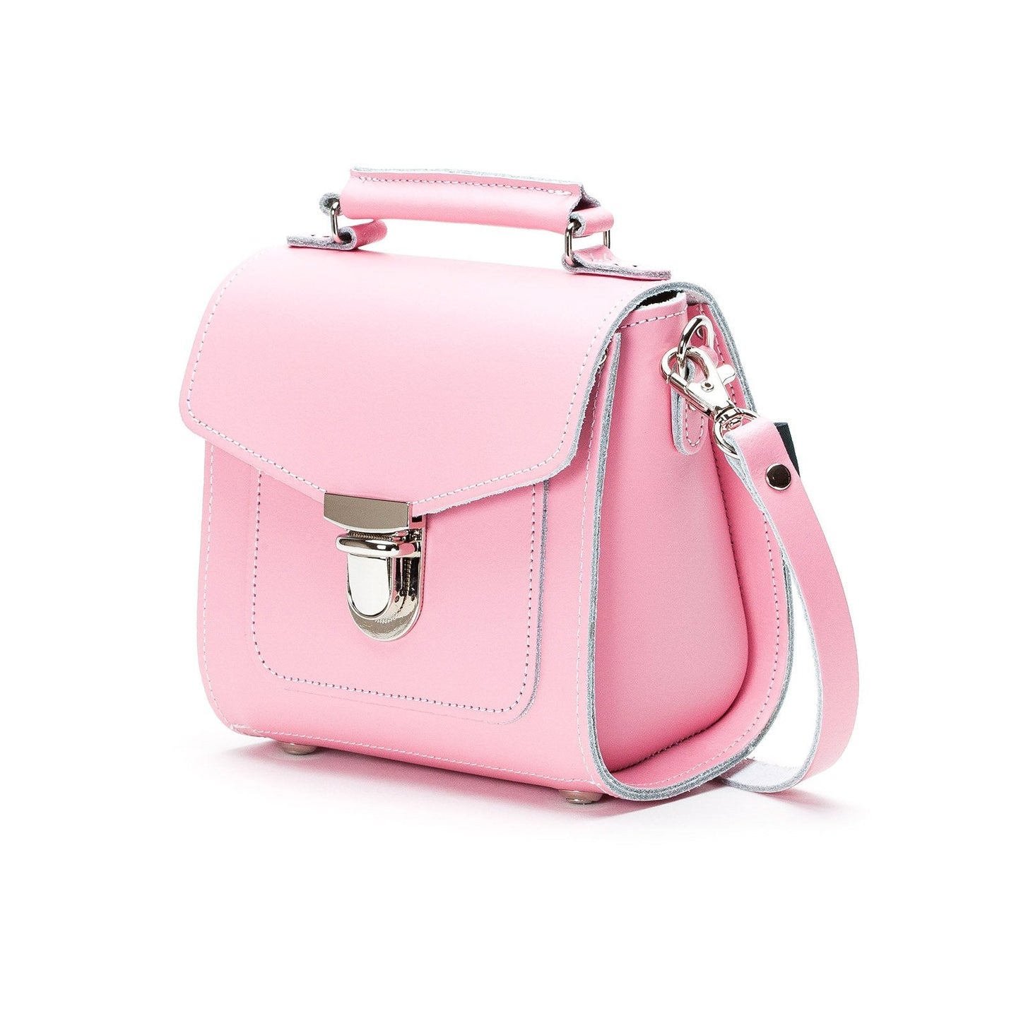 Handmade Leather Sugarcube Handbag - Pastel Pink - Bascora