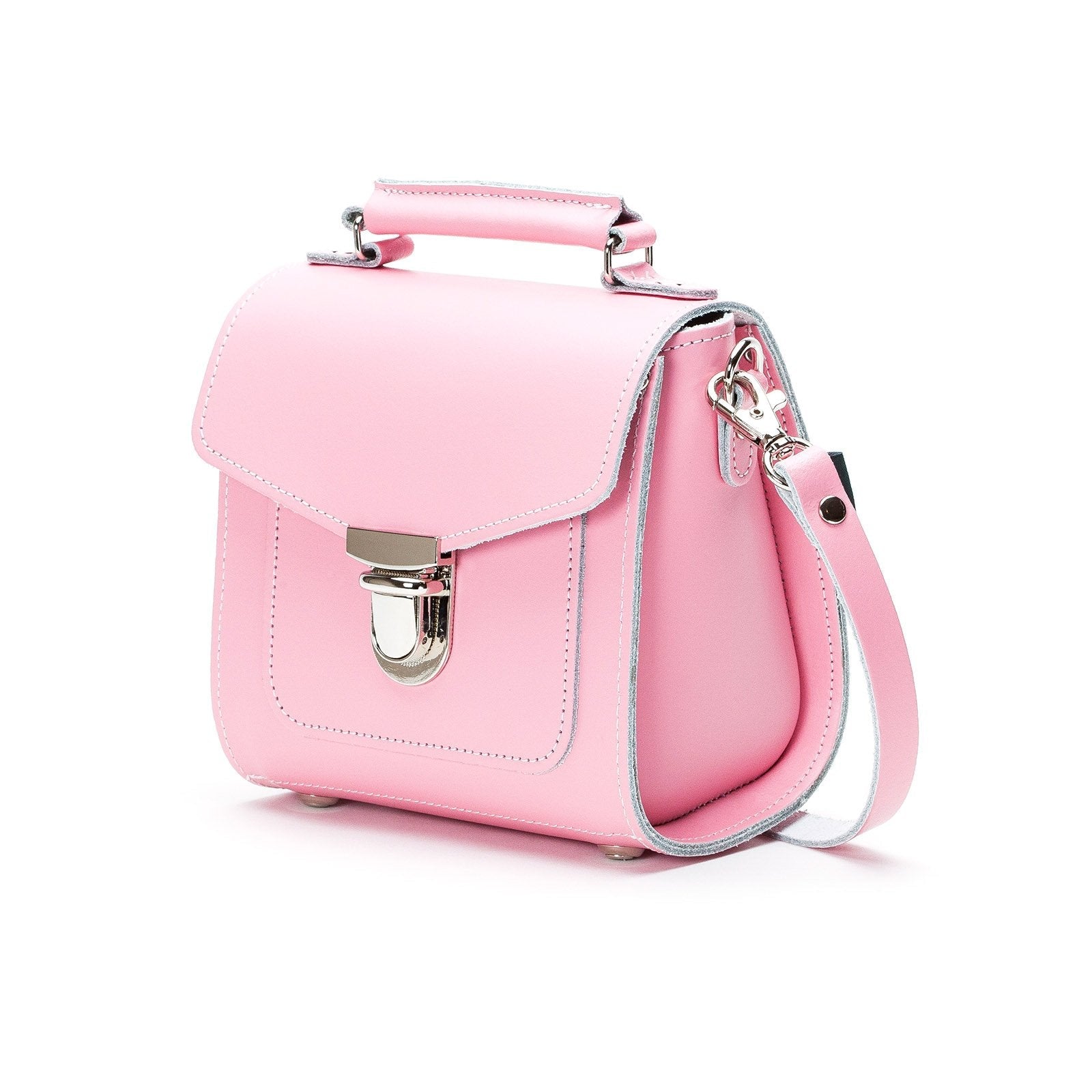 Handmade Leather Sugarcube Handbag - Pastel Pink - Bascora