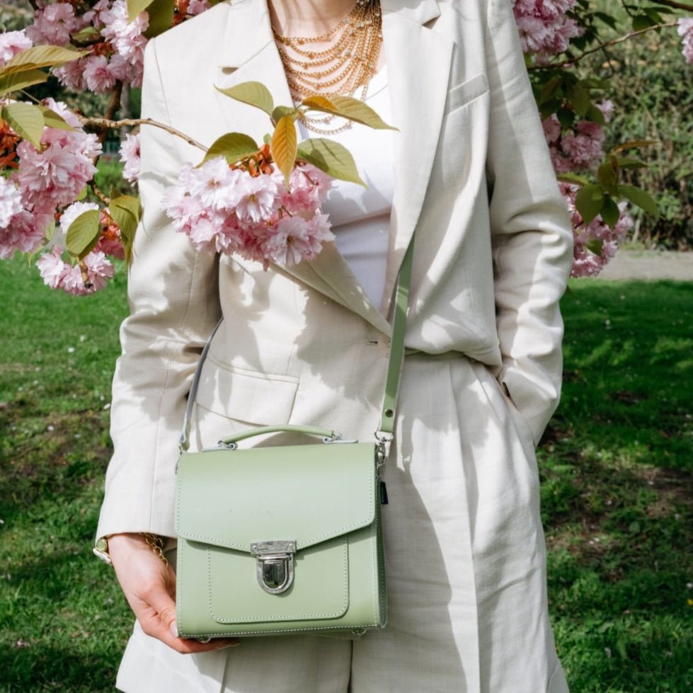 Handmade Leather Sugarcube Handbag – Sage Green - Bascora