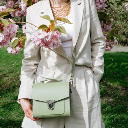 Handmade Leather Sugarcube Handbag – Sage Green - Bascora