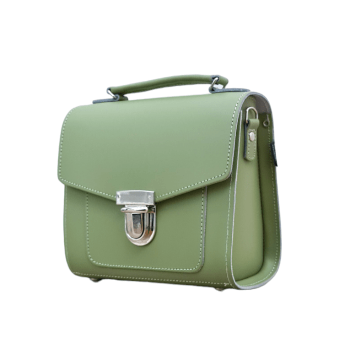 Handmade Leather Sugarcube Handbag – Sage Green - Bascora