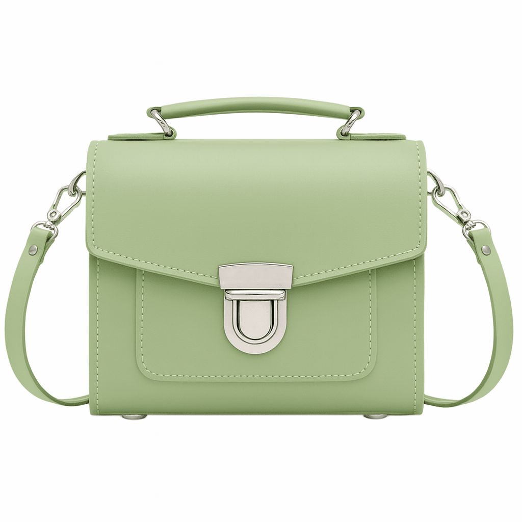 Handmade Leather Sugarcube Handbag – Sage Green - Bascora