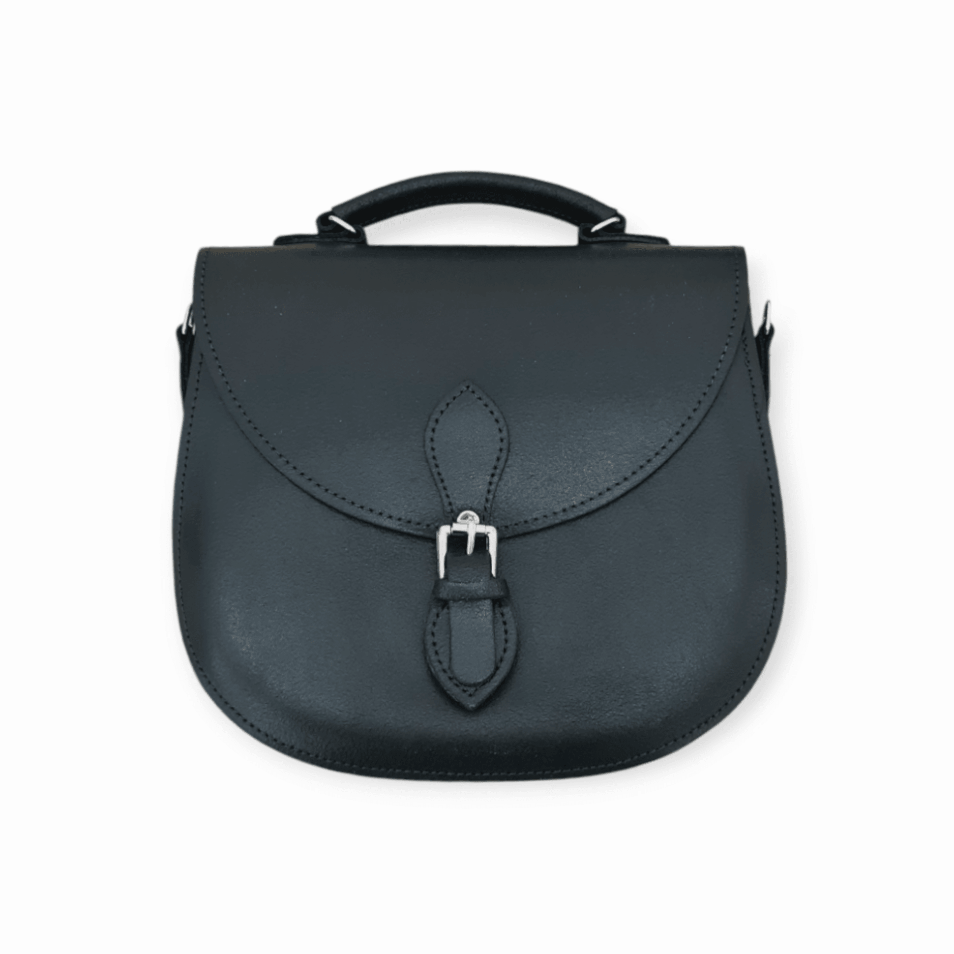 Handmade Tannery Leather Saddle Bag - Black - Bascora