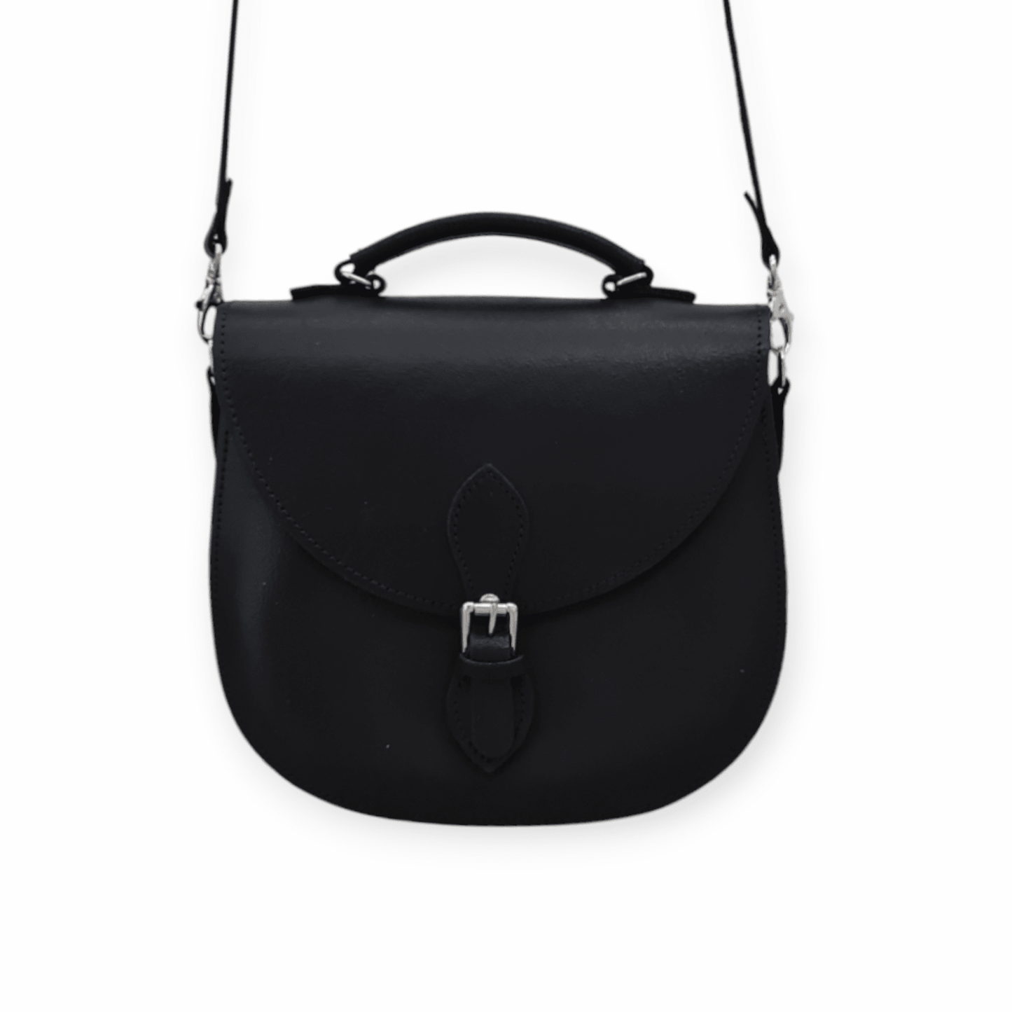 Handmade Tannery Leather Saddle Bag - Black - Bascora