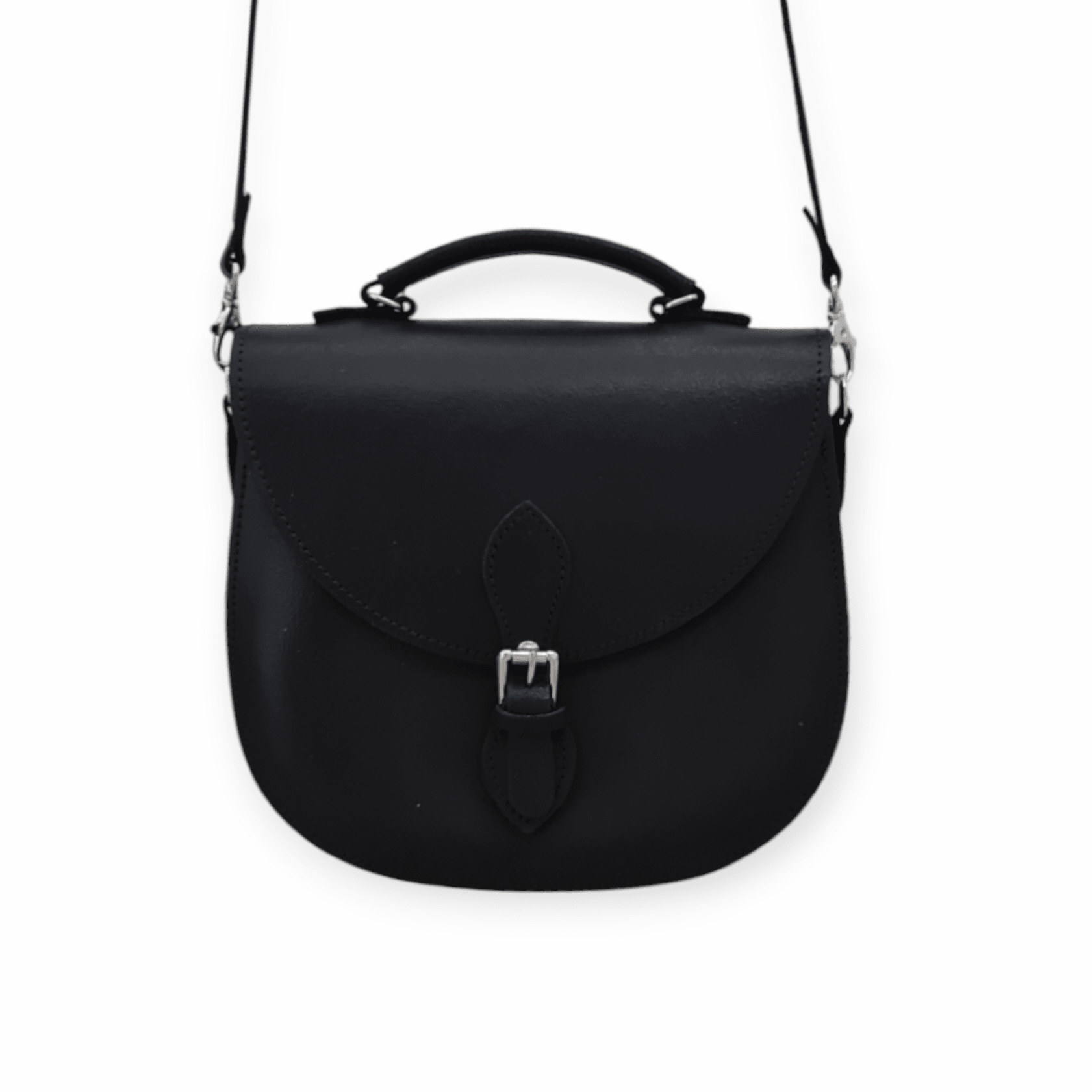 Handmade Tannery Leather Saddle Bag - Black - Bascora