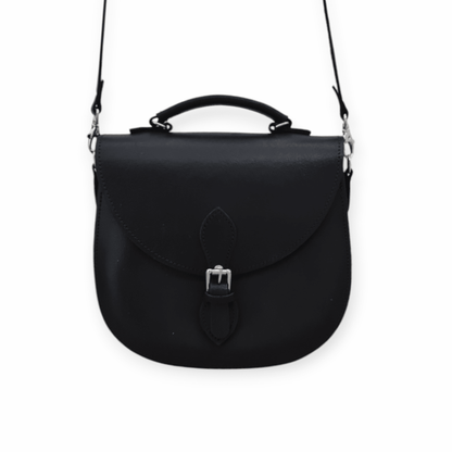 Handmade Tannery Leather Saddle Bag - Black - Bascora