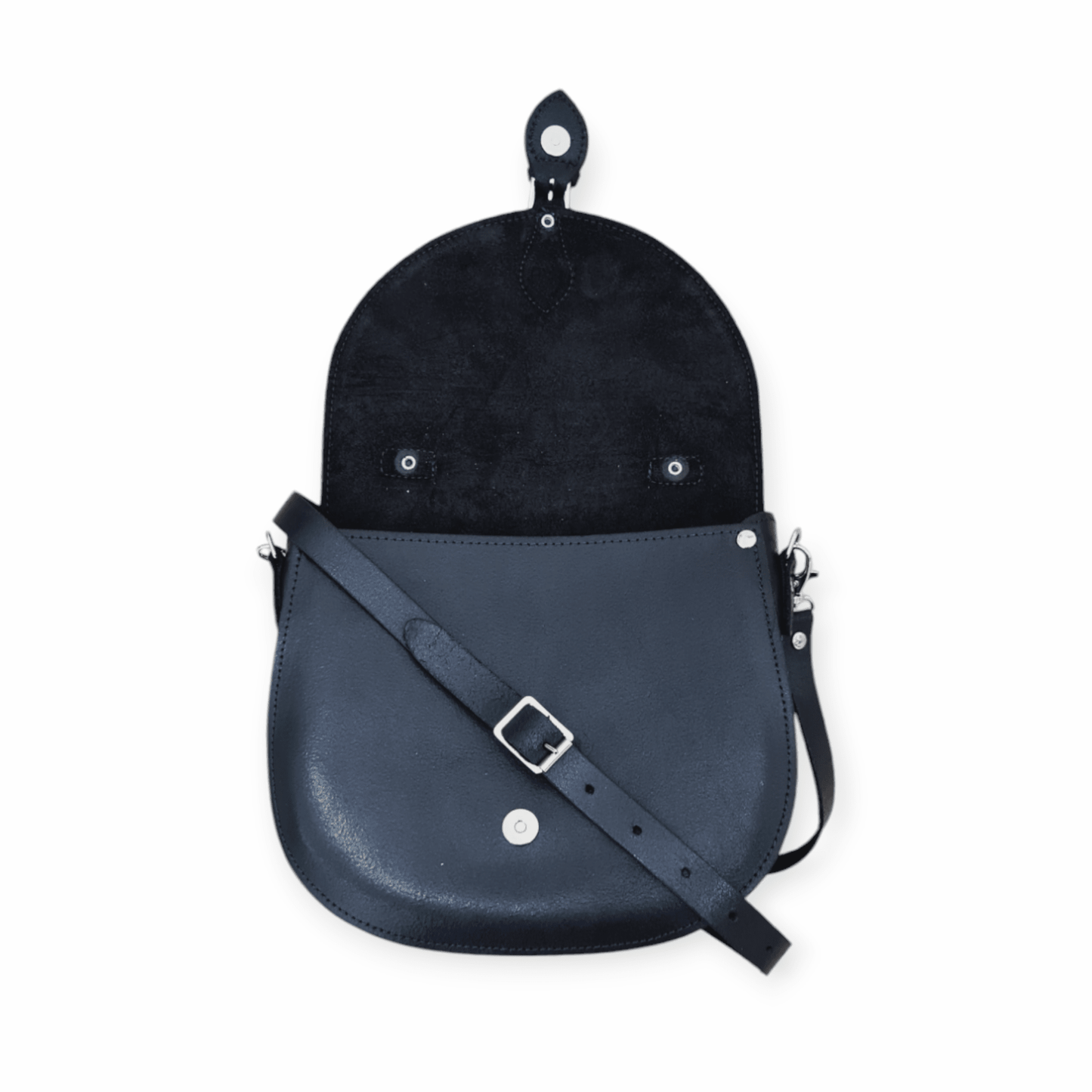Handmade Tannery Leather Saddle Bag - Black - Bascora
