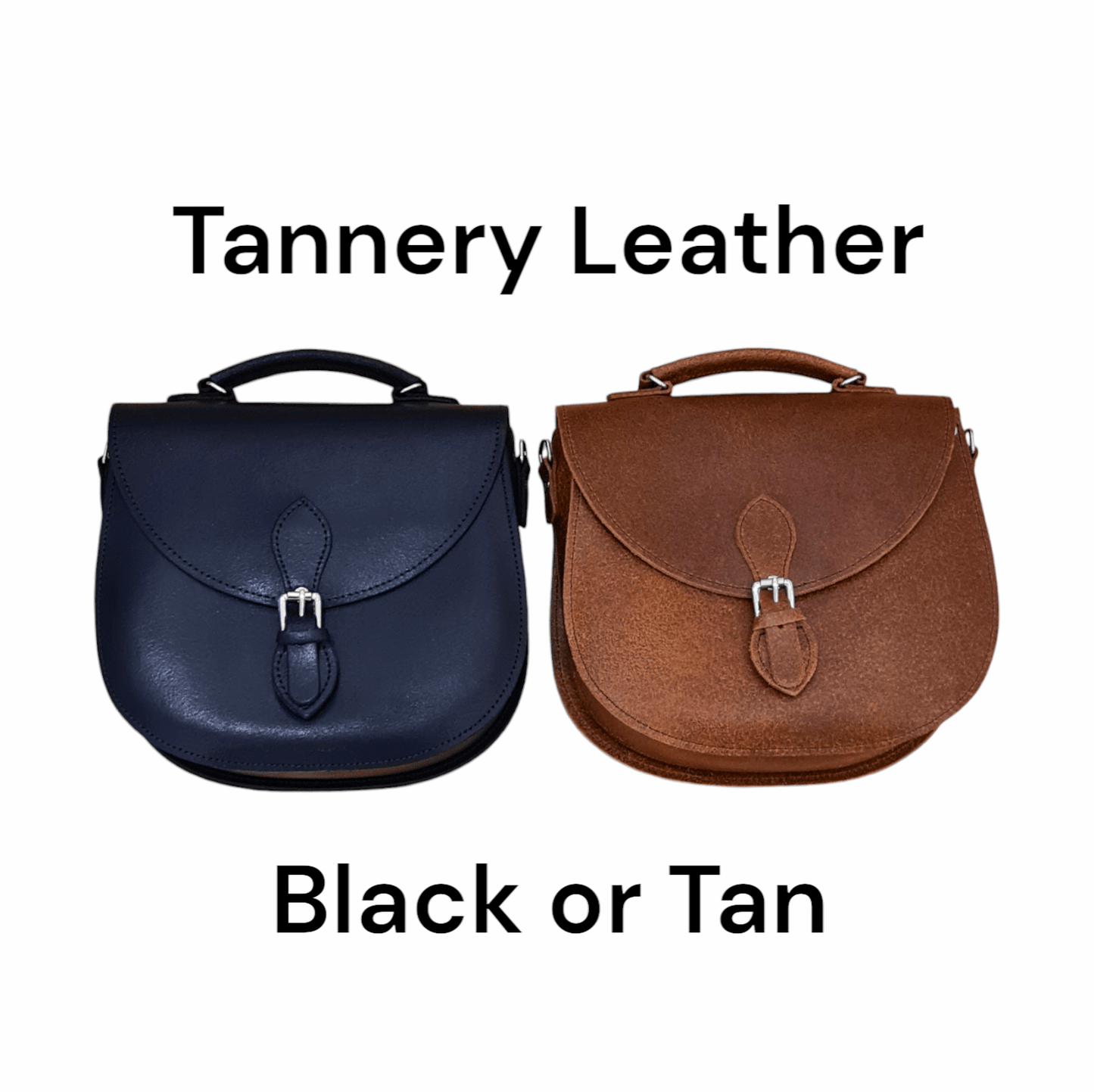 Handmade Tannery Leather Saddle Bag - Black - Bascora