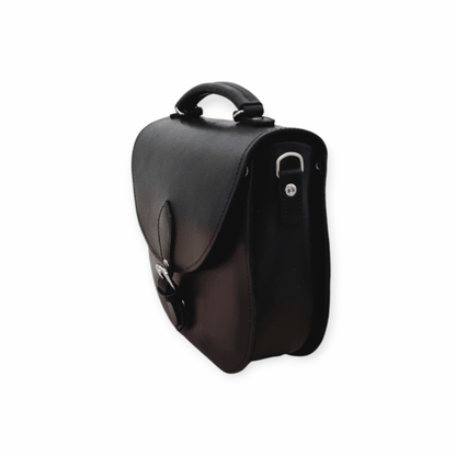 Handmade Tannery Leather Saddle Bag - Black - Bascora