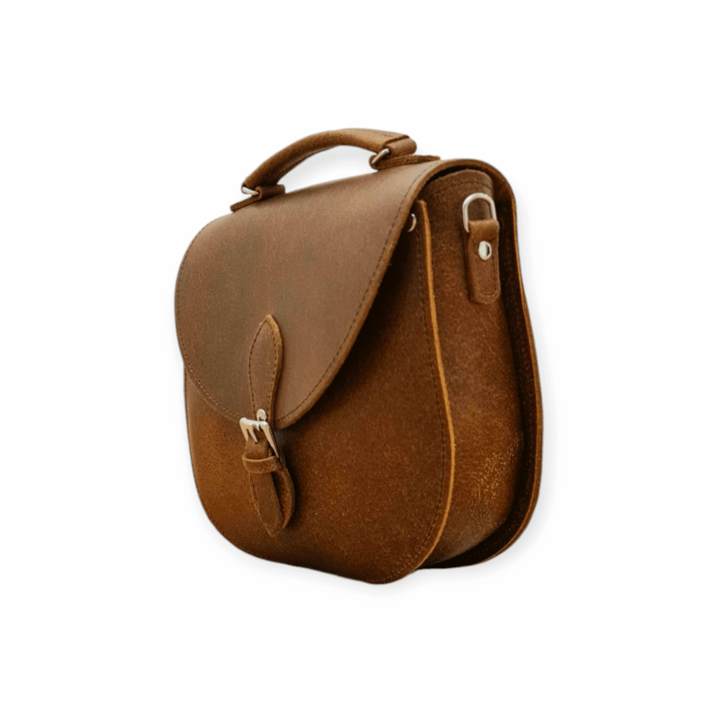 Handmade Tannery Leather Saddle Bag - Tan - Bascora