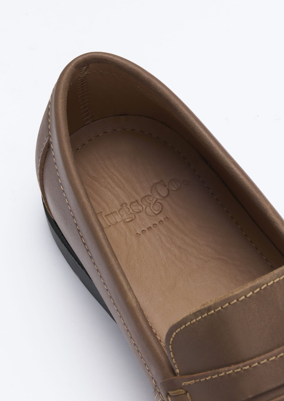 Hugs & Co. Light Brown Leather Boat Loafers with Rubber Sole for Men