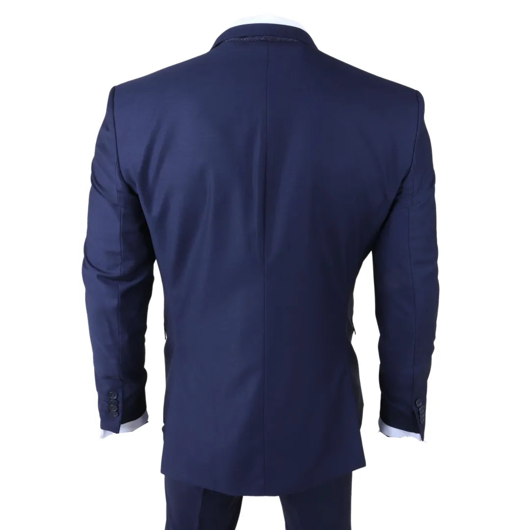 Men's Navy 3 Piece Stitch Lapel Formal Suit