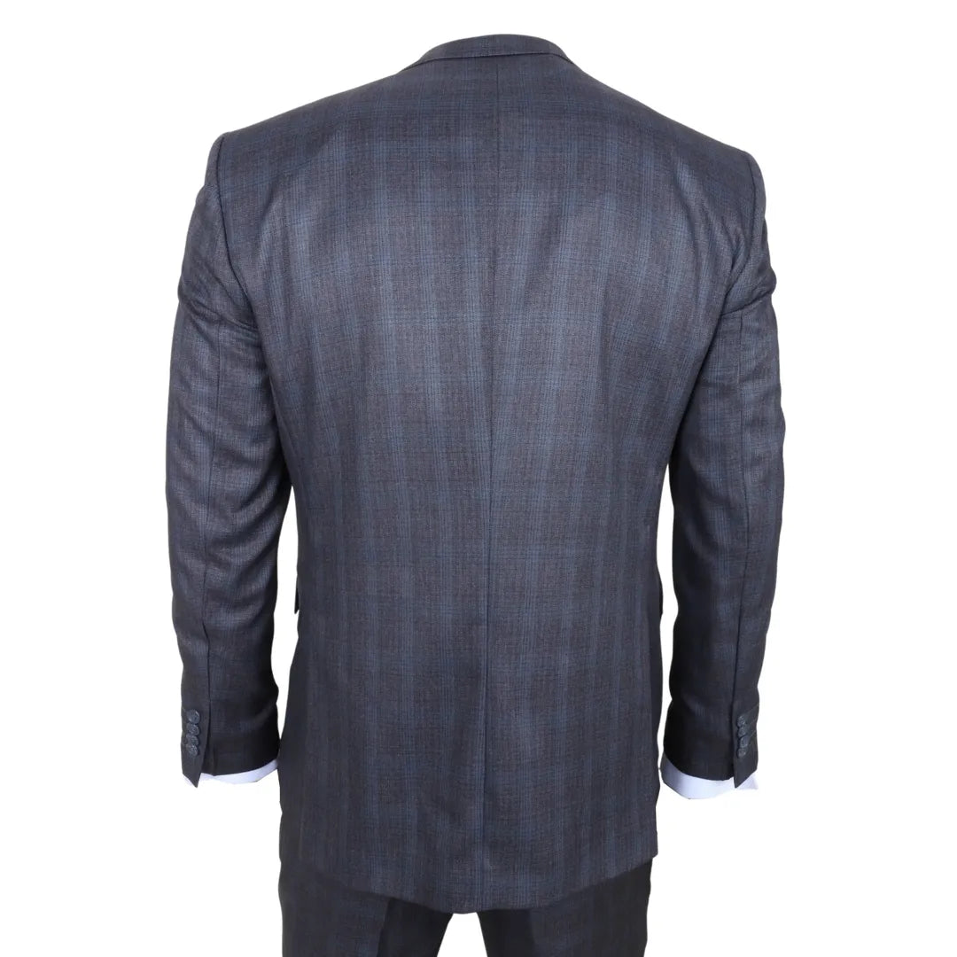 Men's Charcoal 3 Piece Prince of Wales Check Suit