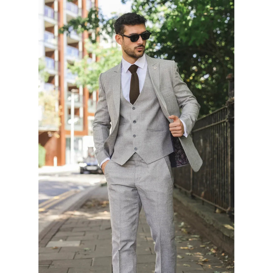 Men's 3 Piece Grey Tailored Fit Suit