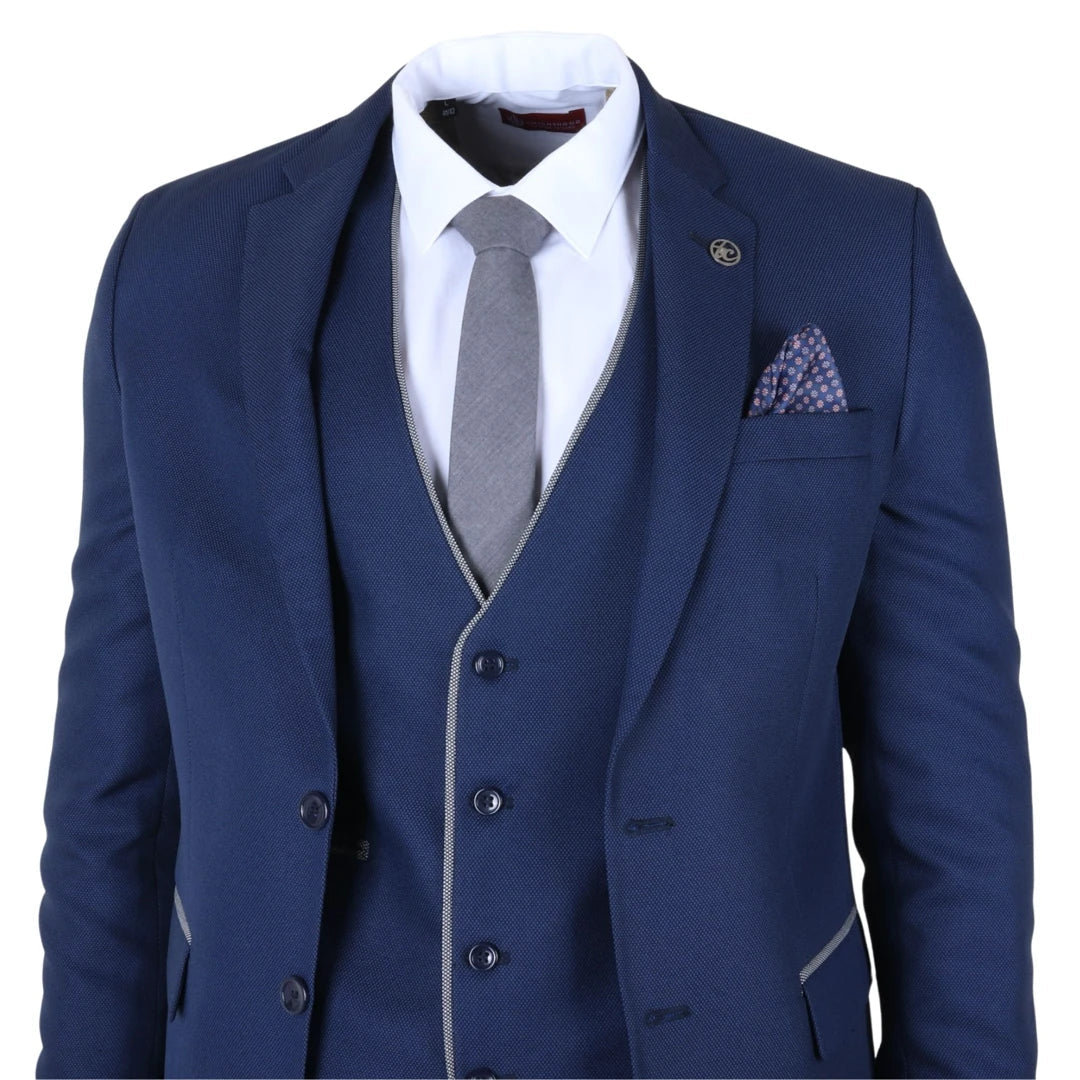 Men's Blue 3 Piece Tailored Fit Suit