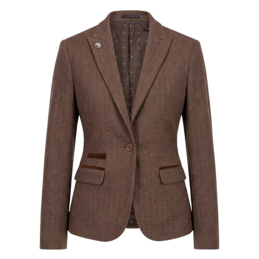 Women's Oak Tweed Herringbone Blazer & Waistcoat Set by TruClothing