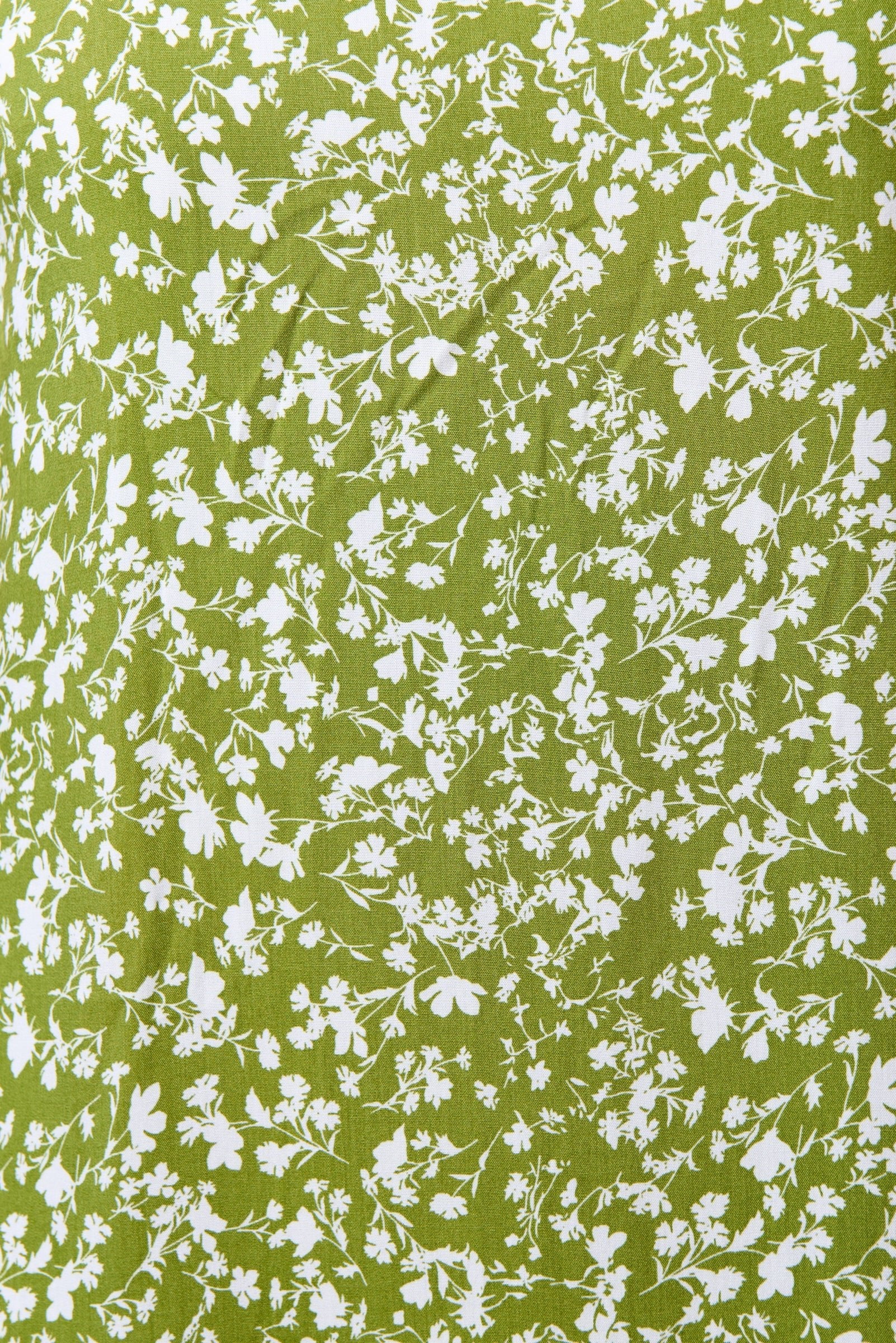 Inesa Negative Floral Print Short Sleeve Midi Shirtdress – Green - Bascora