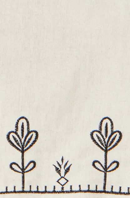 Ivory Linen Mix Embroirdered Top - Bascora