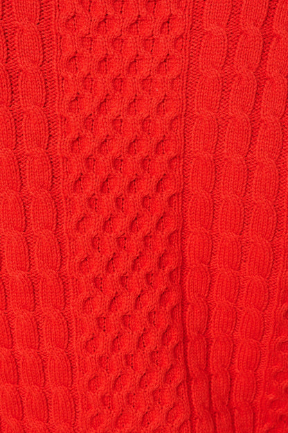 Jamie Cable Collar Jumper - Red - Bascora