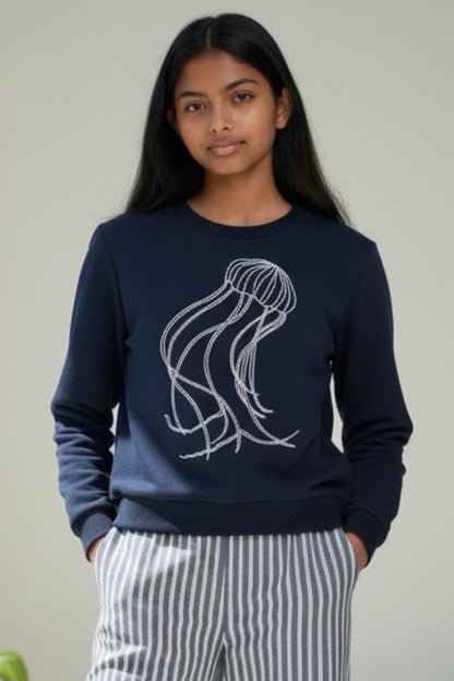 Jan Jellyfish Embroidered Sweatshirt - Bascora