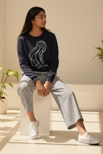 Jan Jellyfish Embroidered Sweatshirt - Bascora