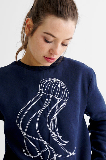 Jan Jellyfish Embroidered Sweatshirt - Bascora