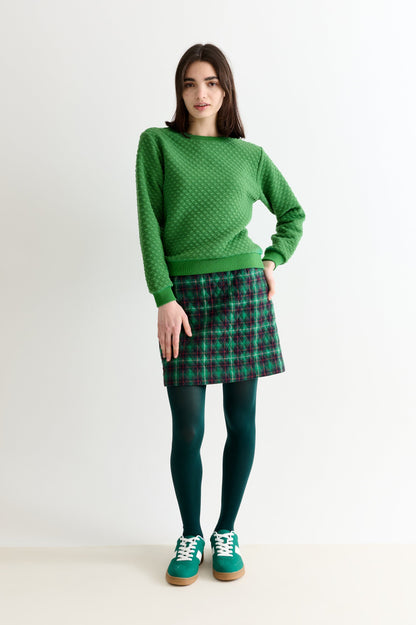 Jan Scallop Quilt Sweatshirt - Green - Bascora