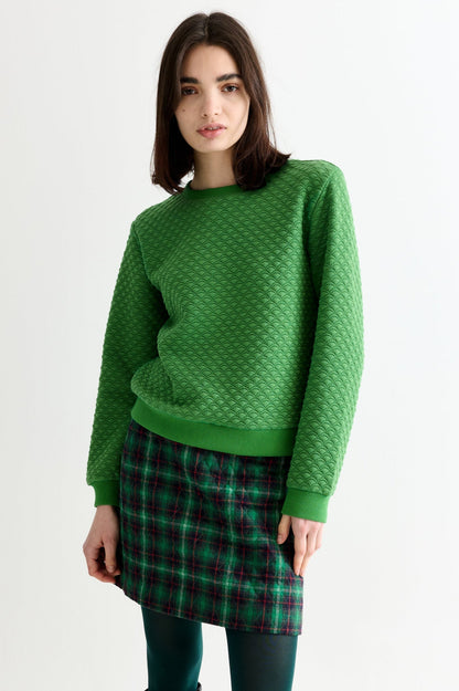 Jan Scallop Quilt Sweatshirt - Green - Bascora