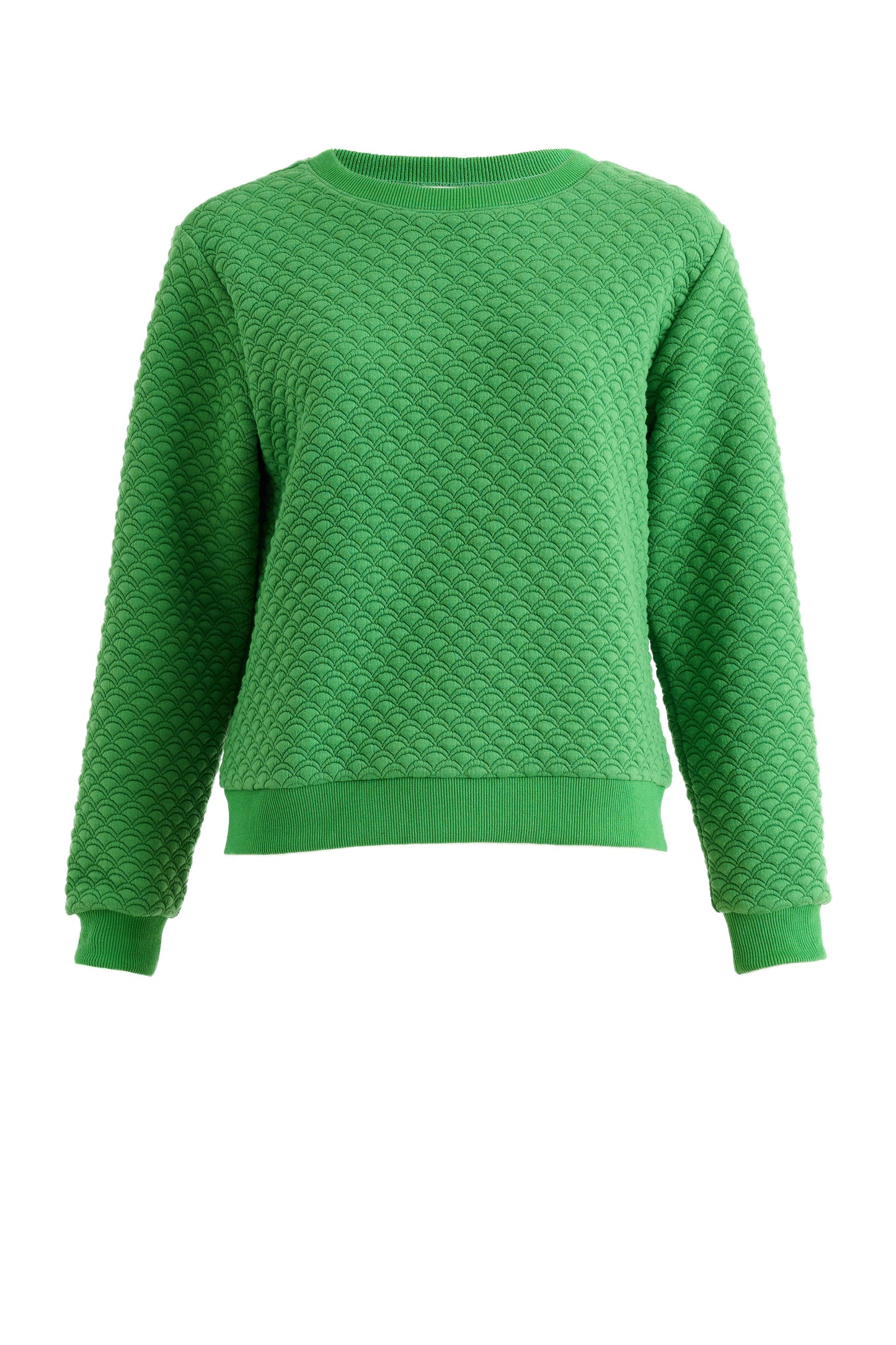Jan Scallop Quilt Sweatshirt - Green - Bascora